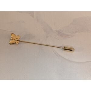 Always Adorable Vintage 1980s Gold-Tone Butterfly Stick Pin Long Pin 2.5"